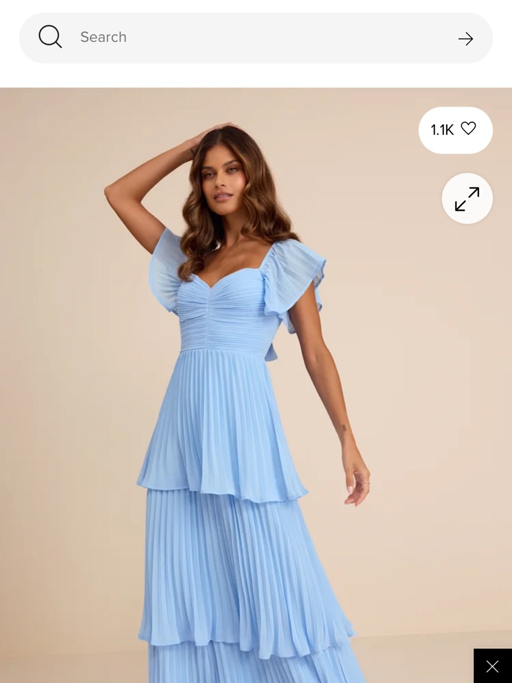 Lulu's Sky Blue Tiered Pleated Maxi Dress with Flutter Sleeves